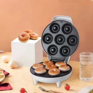 Mini Donut Maker, 1200W 7 Donuts Máquina Prensa Elétrica Portátil de Donut Com Superfície Antiaderente para Lanches de Café da Manhã Sobremesas US Plug 110V